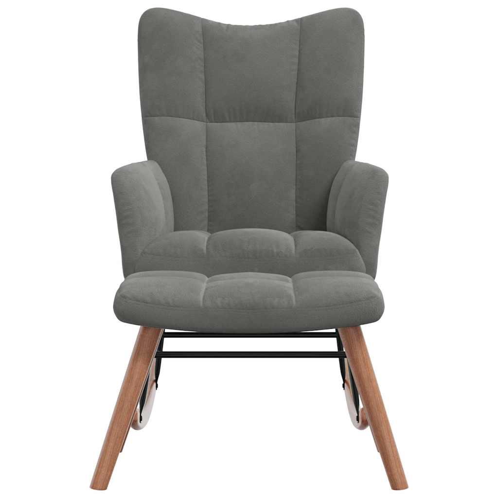 Silla mecedora con reposapiés terciopelo verde oscuro