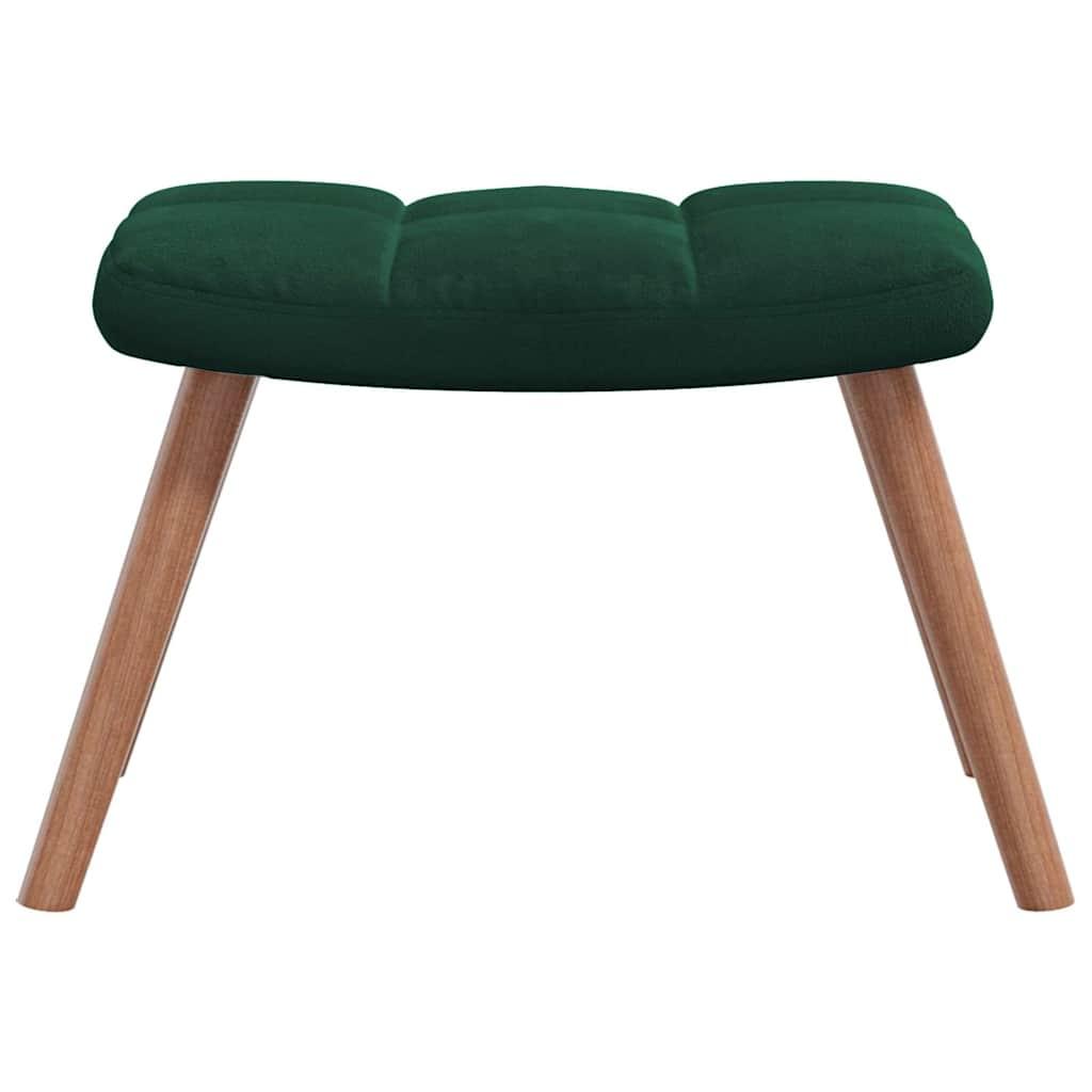 Silla mecedora con reposapiés terciopelo verde oscuro