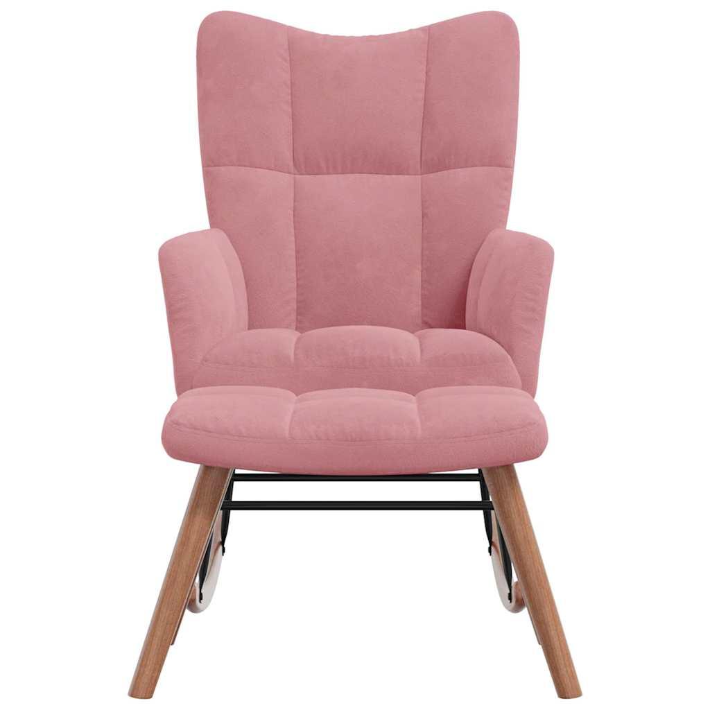 Silla mecedora con reposapiés terciopelo verde oscuro