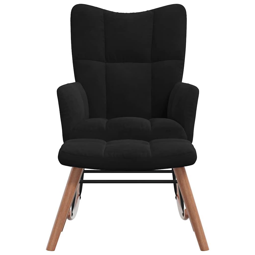 Silla mecedora con reposapiés terciopelo verde oscuro