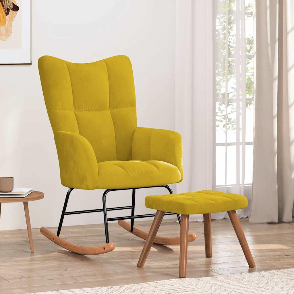 Silla mecedora con reposapiés tela