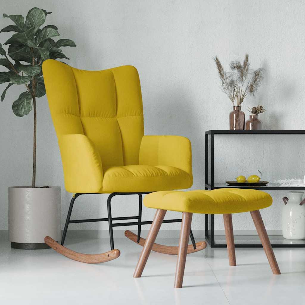 Silla mecedora con reposapiés tela