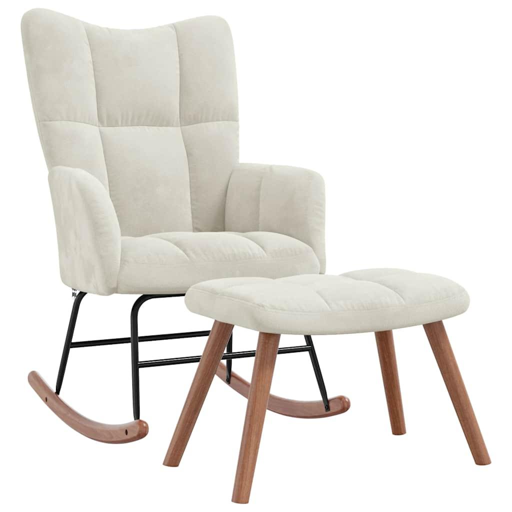 Silla mecedora con reposapiés terciopelo verde oscuro