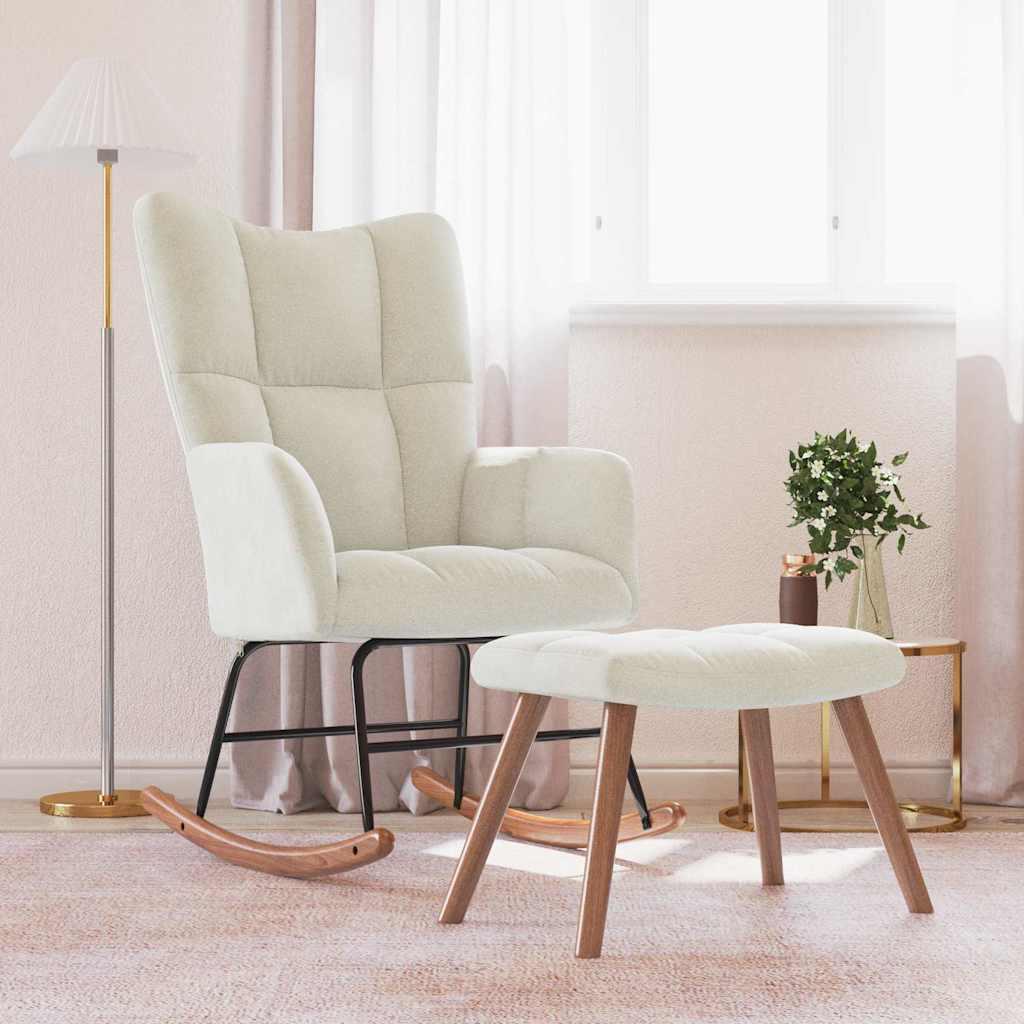 Silla mecedora con reposapiés terciopelo verde oscuro
