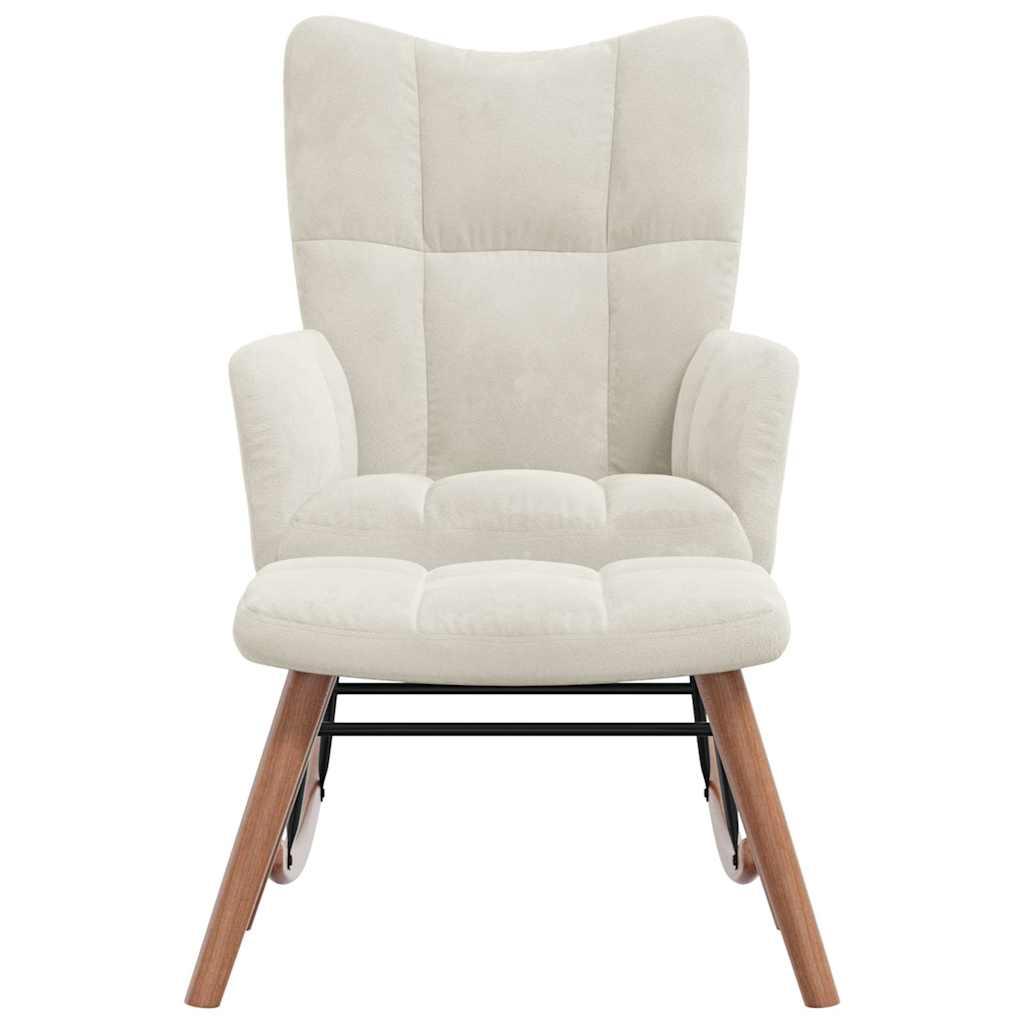 Silla mecedora con reposapiés terciopelo verde oscuro