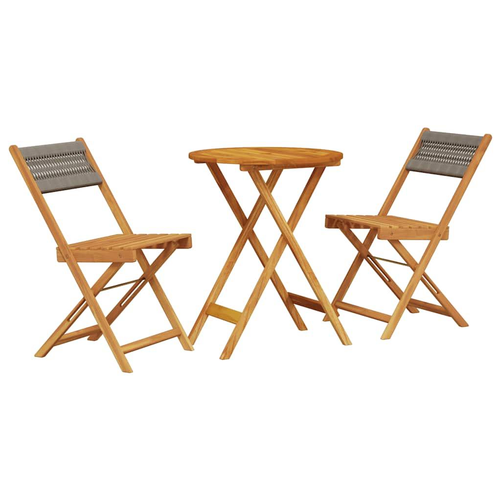 Juego de bistro de 3 piezas polipropileno y madera maciza