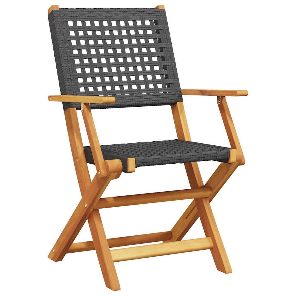 Juego de bistro de 3 piezas ratán PE y madera maciza