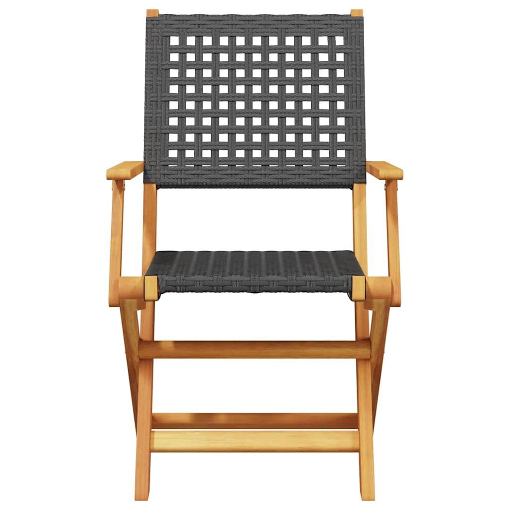 Juego de bistro de 3 piezas ratán PE y madera maciza