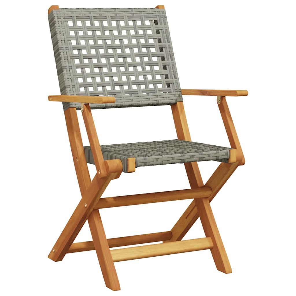 Juego de bistro de 3 piezas ratán PE y madera maciza