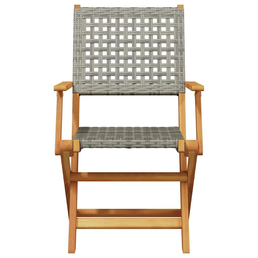 Juego de bistro de 3 piezas ratán PE y madera maciza