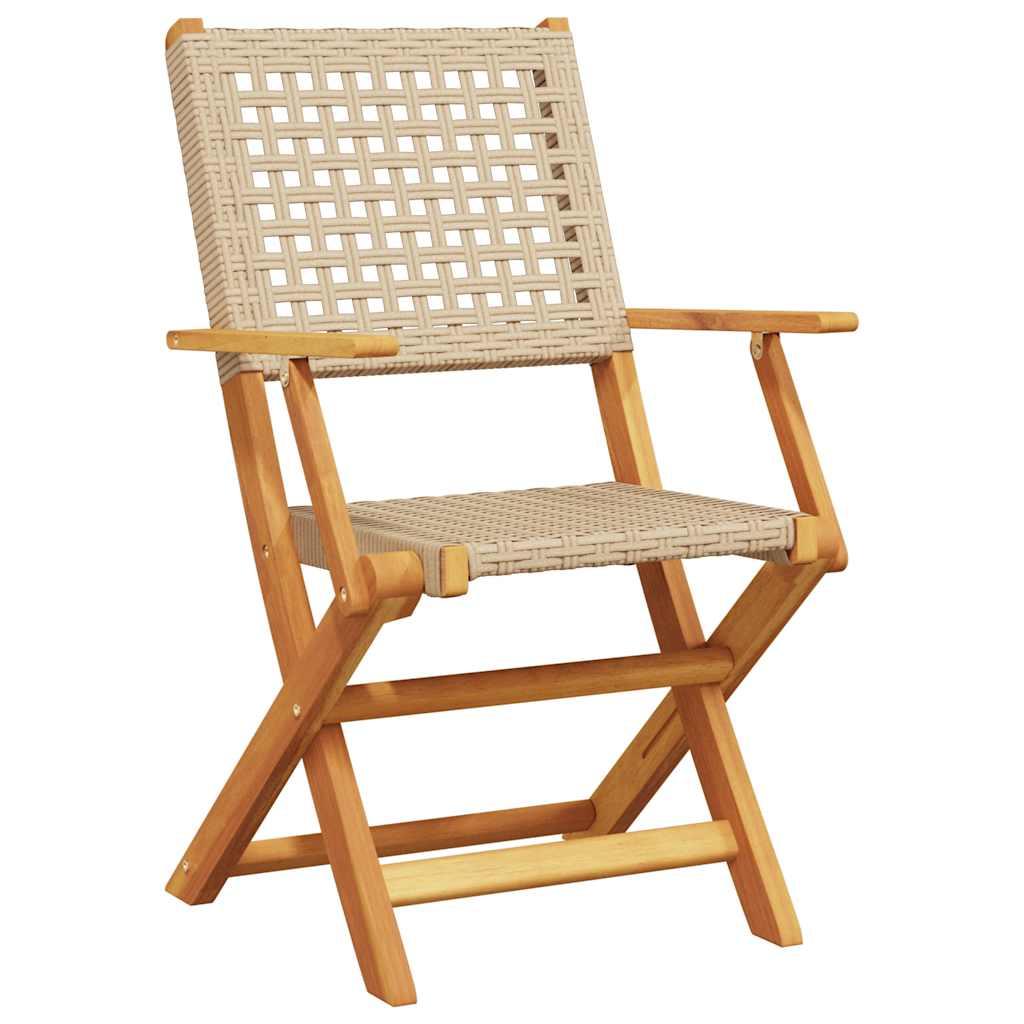 Juego de bistro de 3 piezas ratán PE y madera maciza