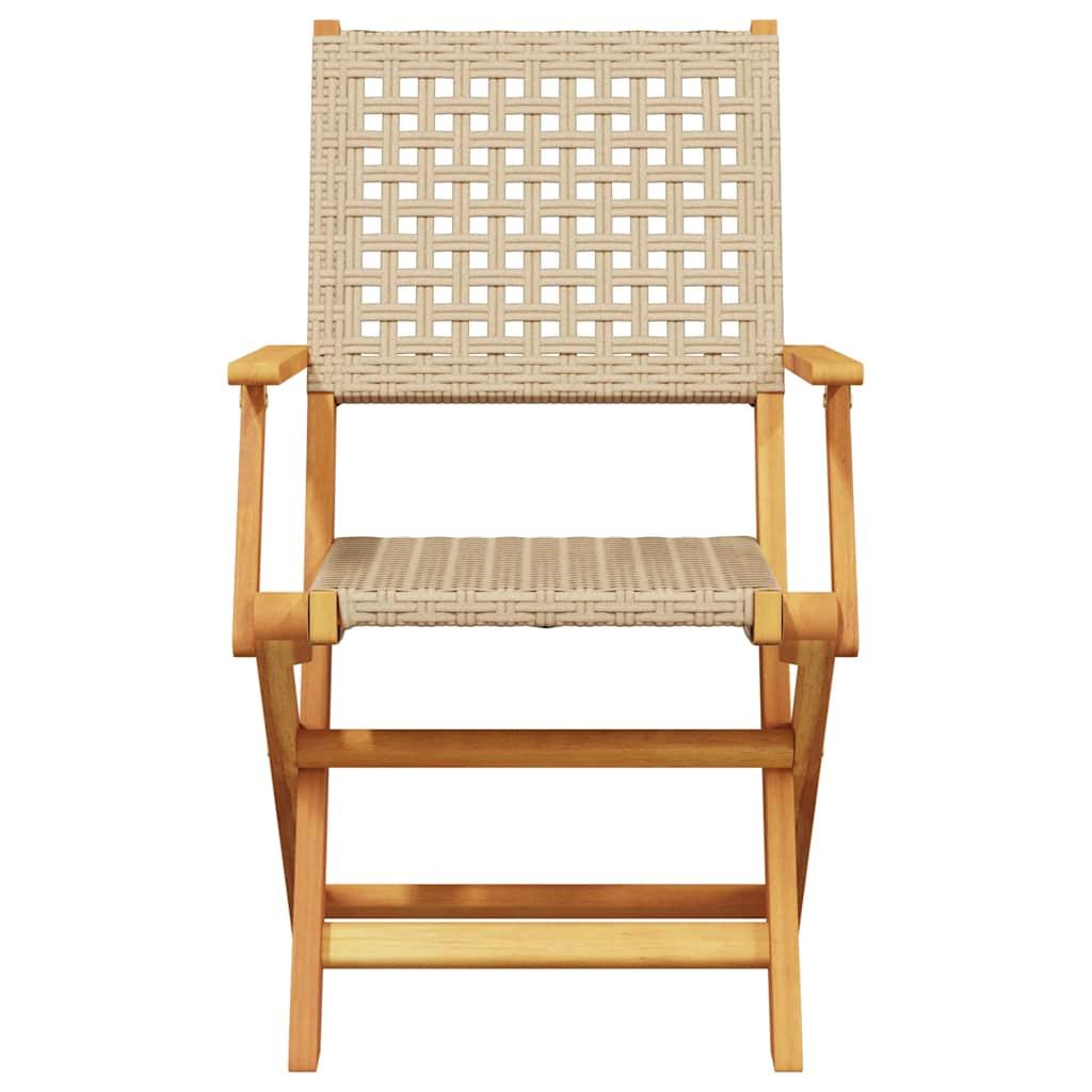 Juego de bistro de 3 piezas ratán PE y madera maciza