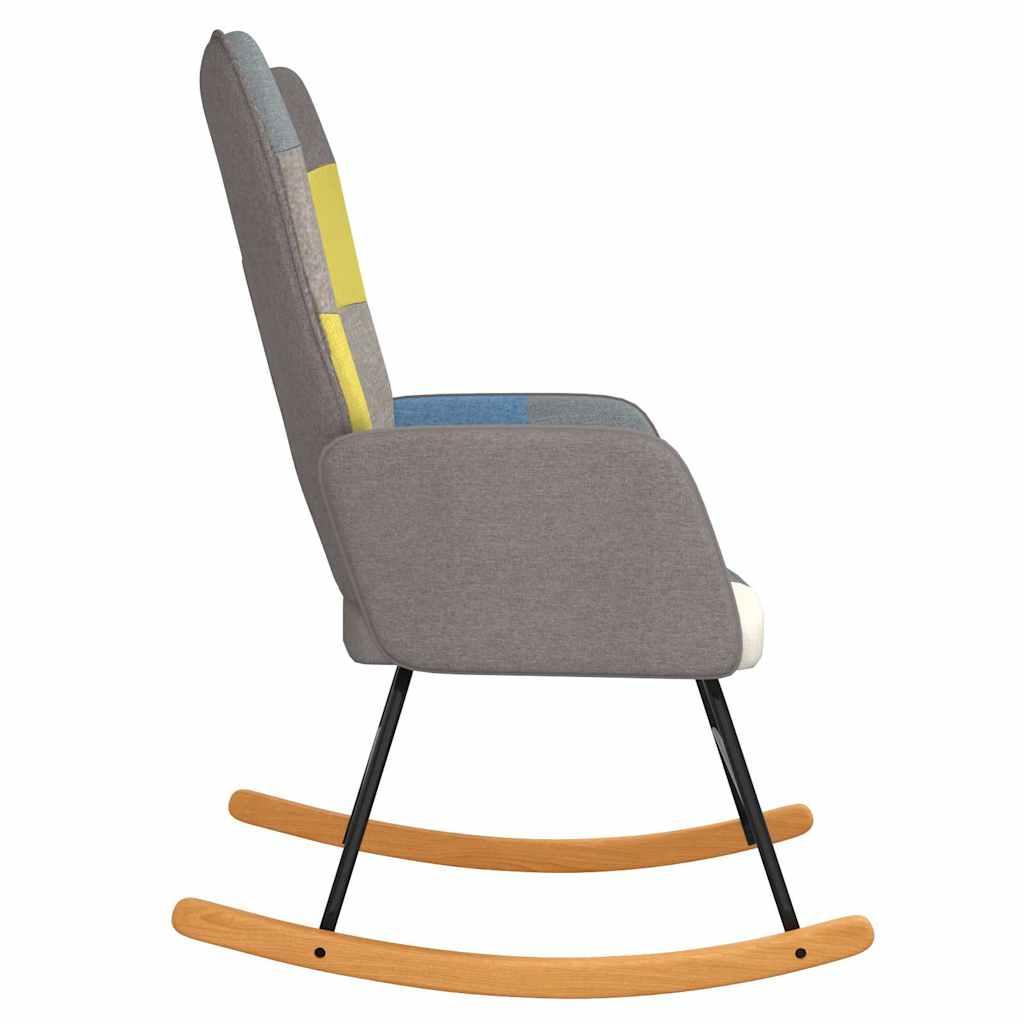 Silla mecedora de tela Patchwork