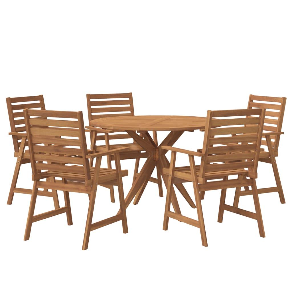 Juego de comedor de jardín 6 piezas madera maciza de acacia