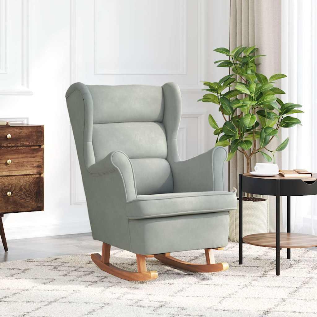 Mecedora con respaldo alto de terciopelo amarillo madera maciza