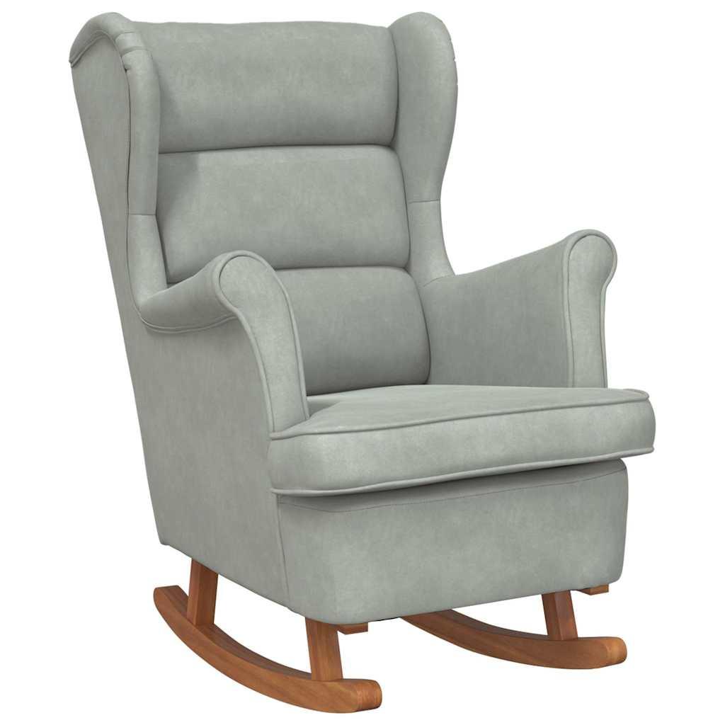 Mecedora con respaldo alto de terciopelo amarillo madera maciza
