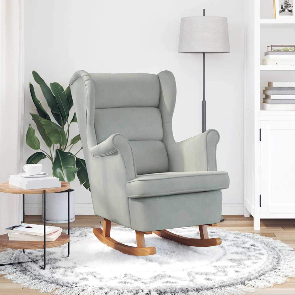 Mecedora con respaldo alto de terciopelo amarillo madera maciza
