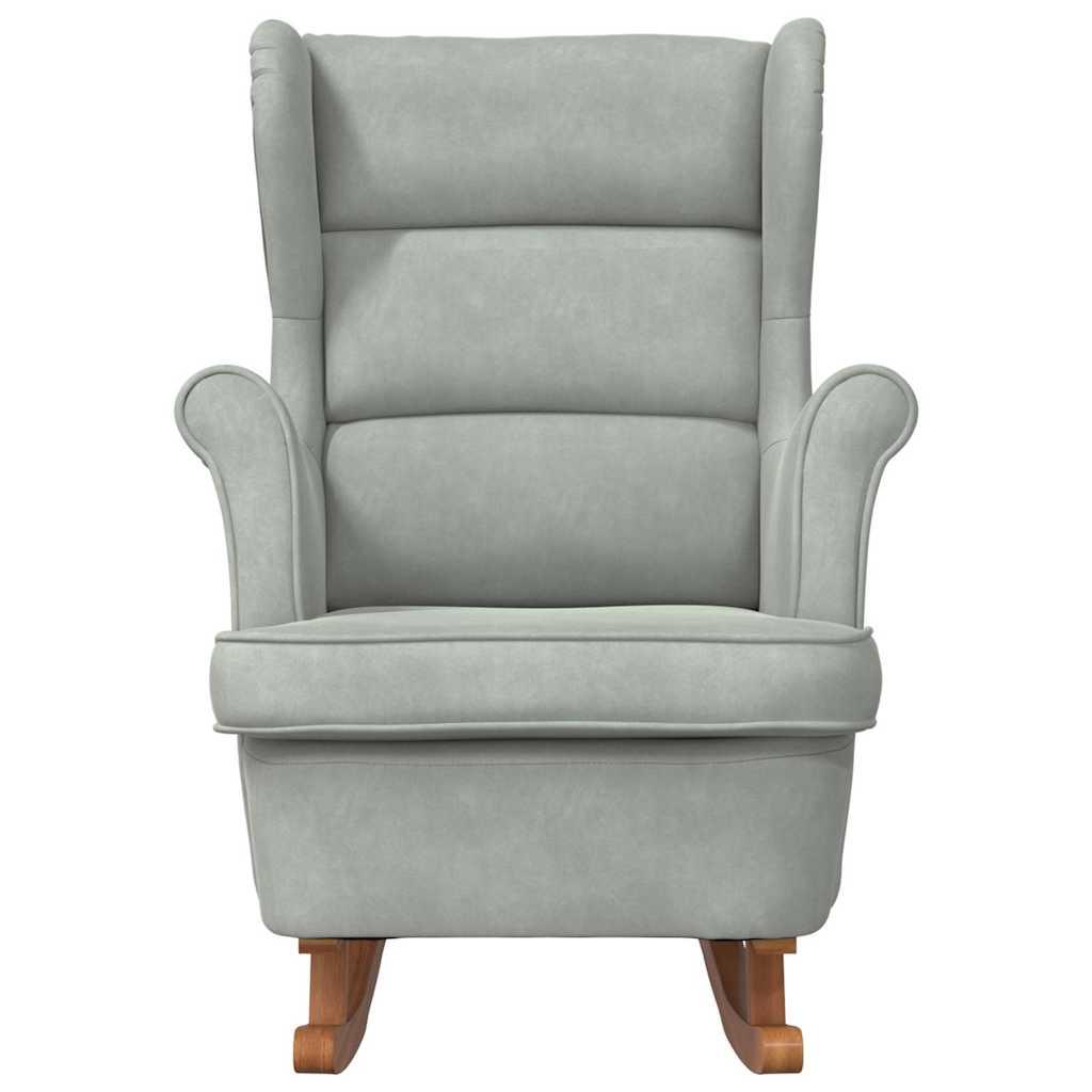 Mecedora con respaldo alto de terciopelo amarillo madera maciza