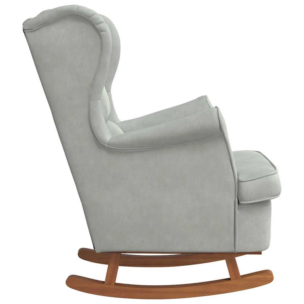 Mecedora con respaldo alto de terciopelo amarillo madera maciza