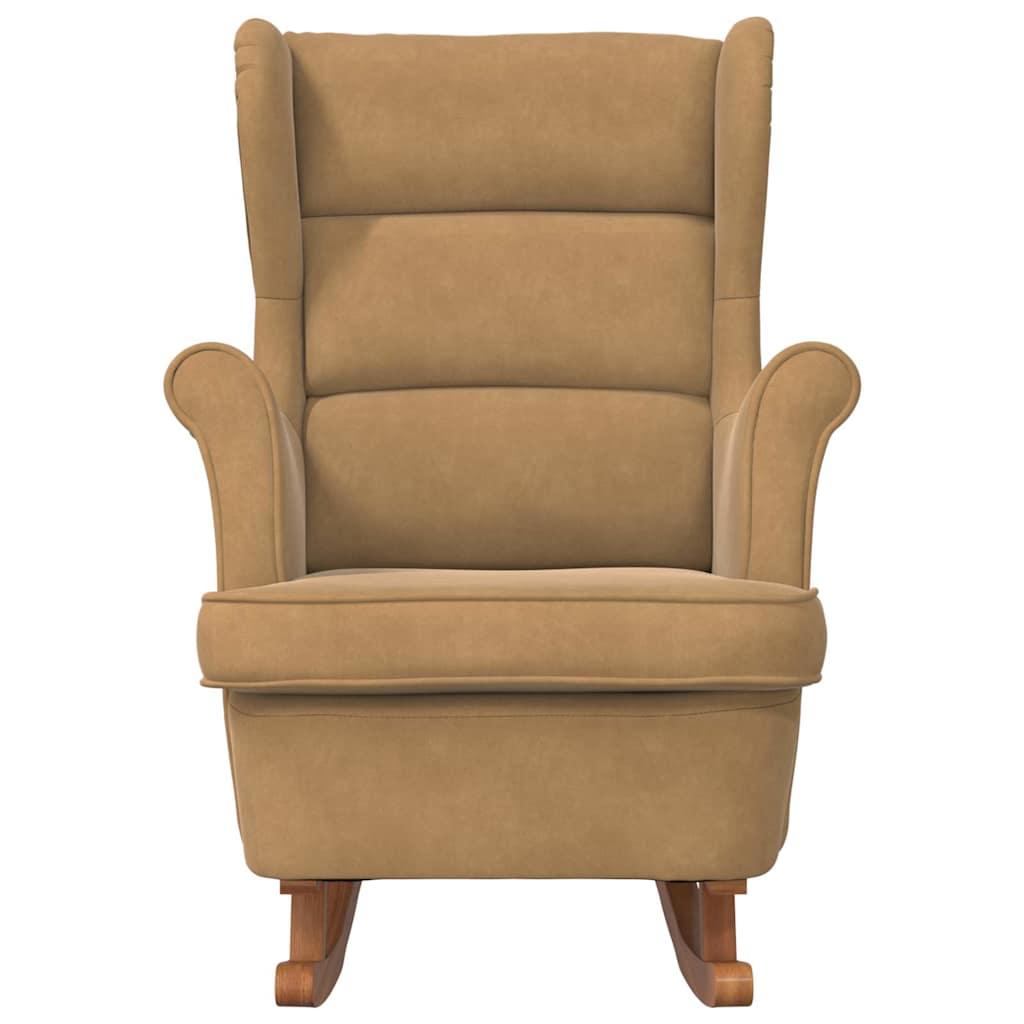 Mecedora con respaldo alto de terciopelo amarillo madera maciza