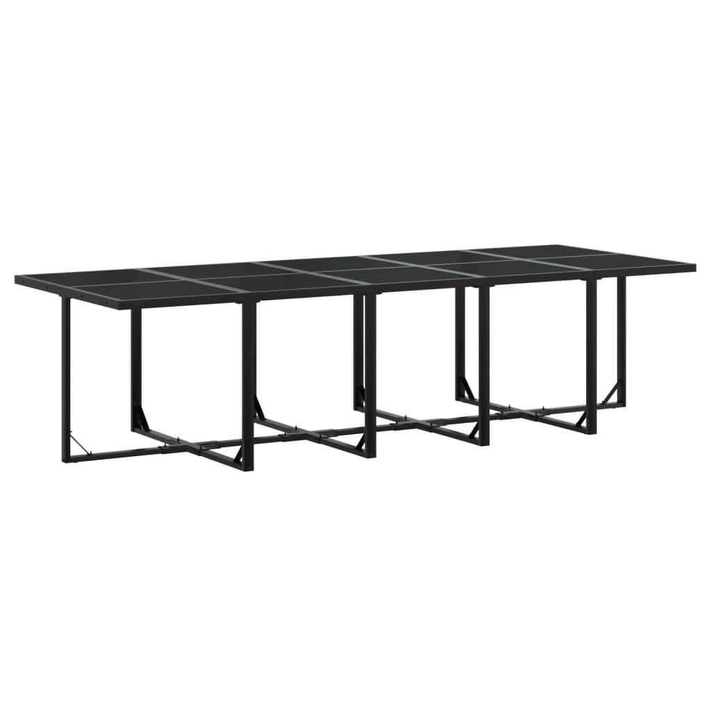 Juego de comedor de jardín 15 pzas con cojines textileno negro