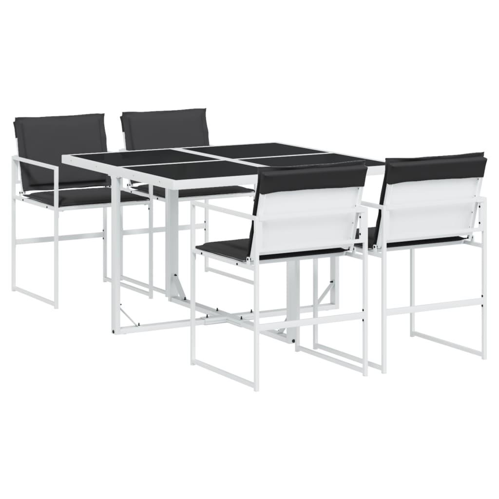 Juego de comedor de jardín 5 pzas con cojines textilene blanco