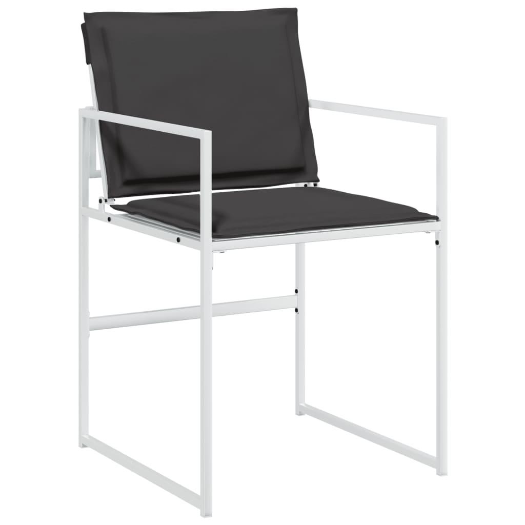 Juego de comedor de jardín 5 pzas con cojines textilene blanco