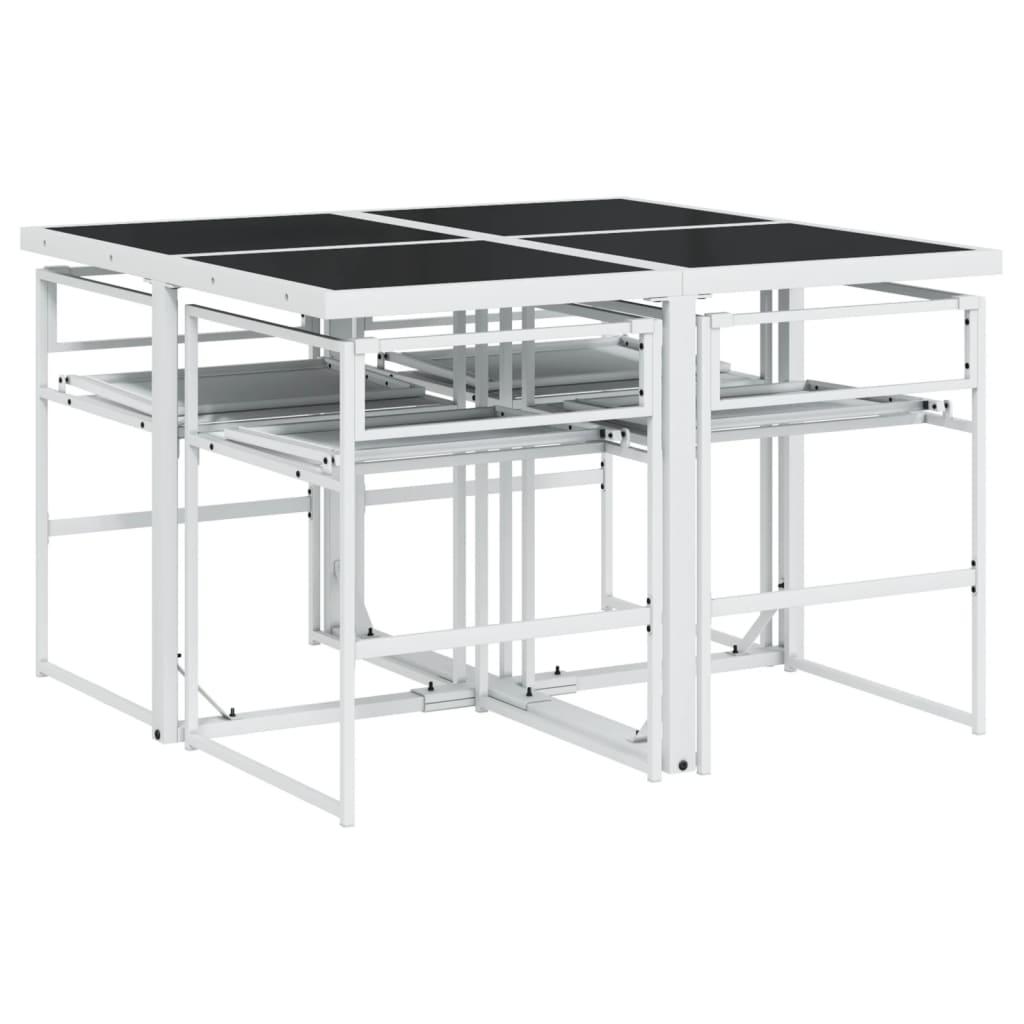 Juego de comedor de jardín 5 pzas con cojines textilene blanco
