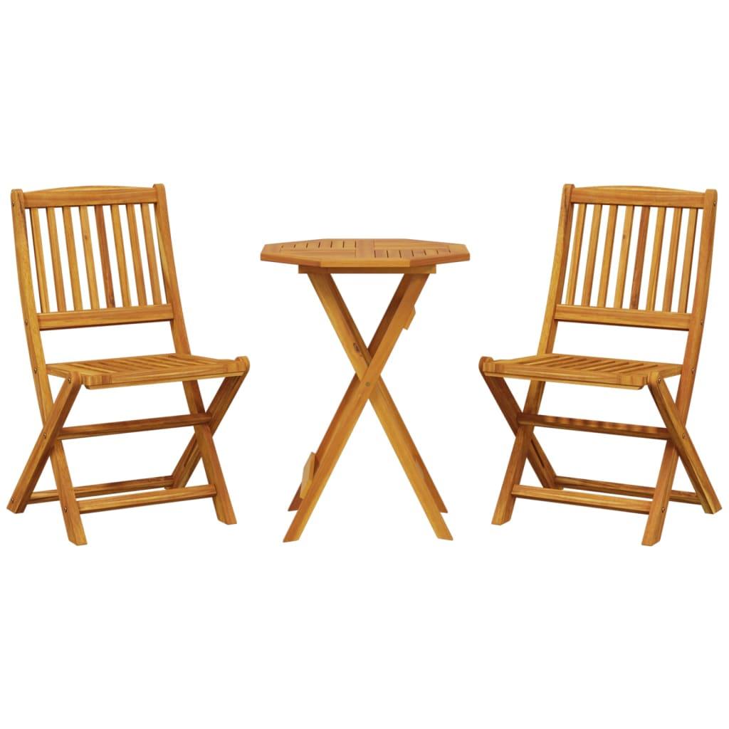 Muebles cafetería plegables 3 pzas madera maciza acacia