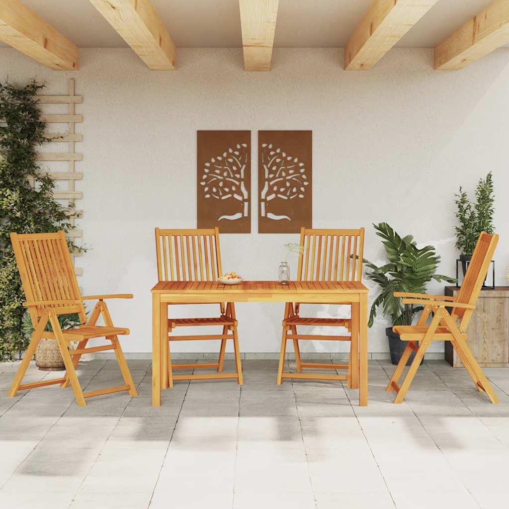 Juego de comedor de jardín 5 piezas madera maciza de acacia