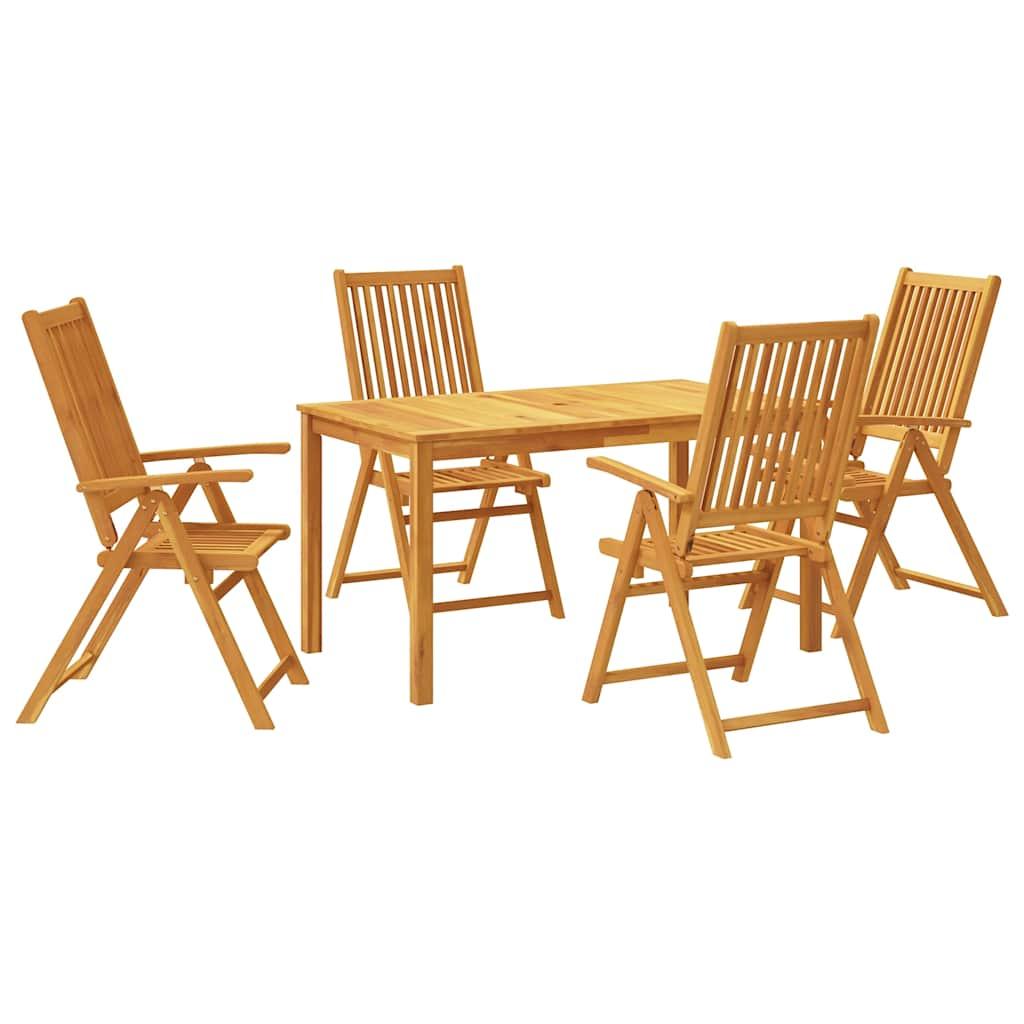 Juego de comedor de jardín 5 piezas madera maciza de acacia