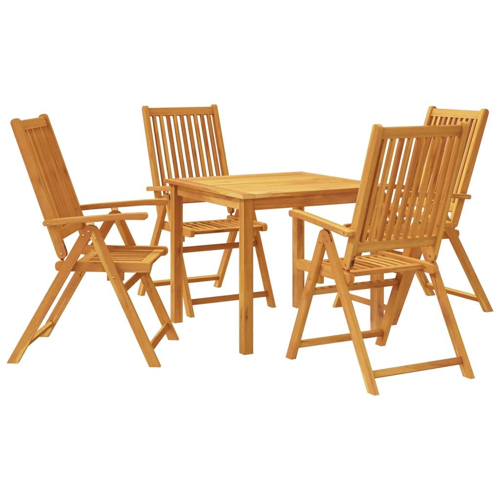 Juego de comedor de jardín 5 piezas madera maciza de acacia