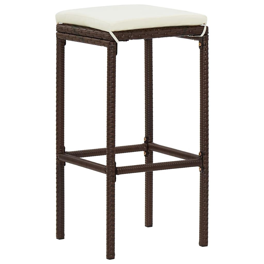 Mesa y taburetes de jardín 3 pzas madera acacia ratán PE marrón