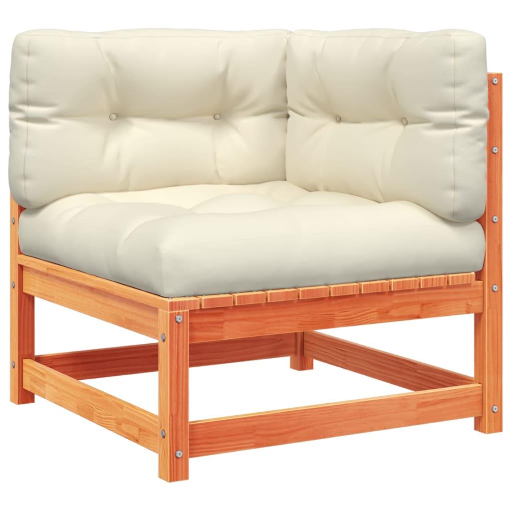 Set de sofás jardín 8 pzas con cojines madera pino marrón cera