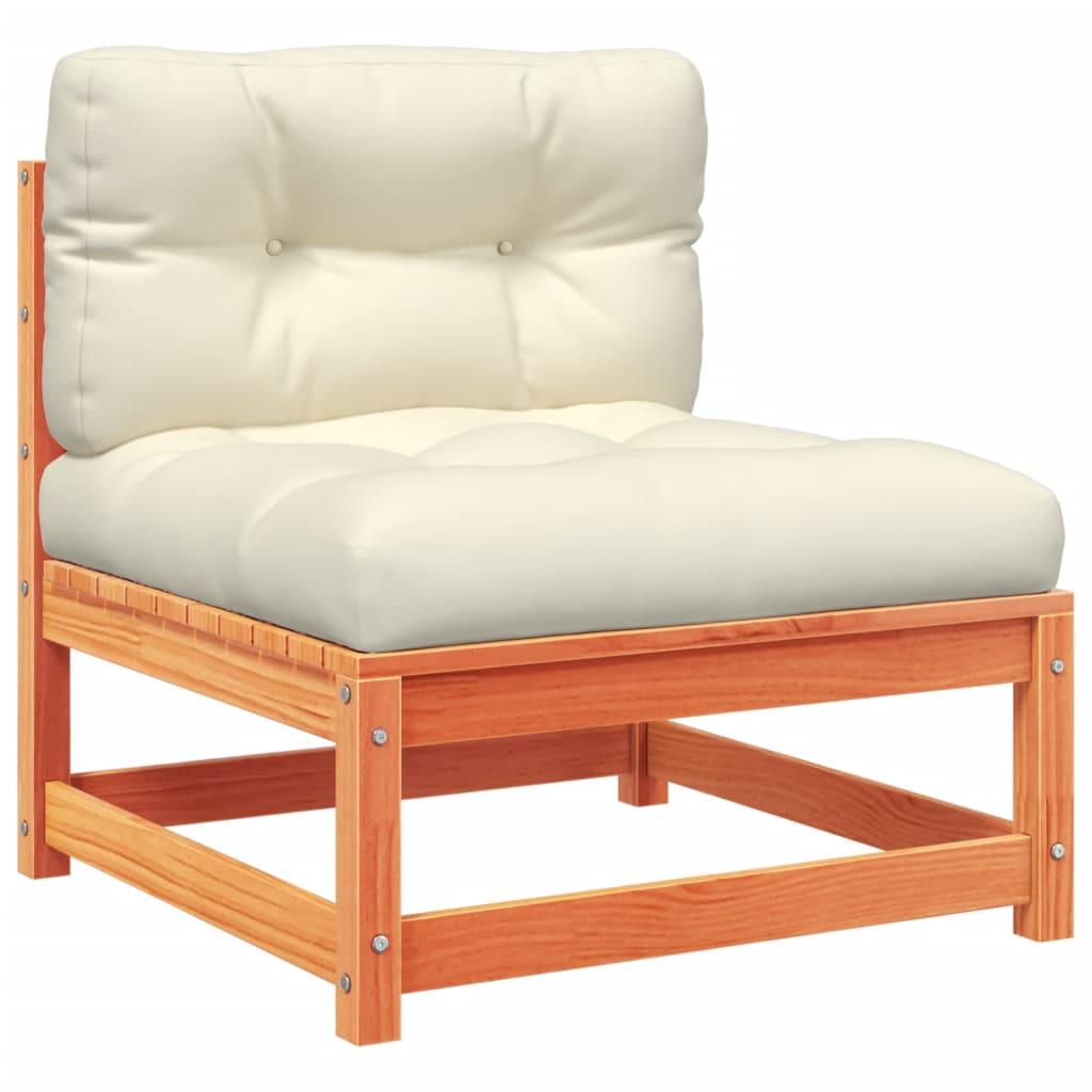 Set de sofás jardín 8 pzas con cojines madera pino marrón cera