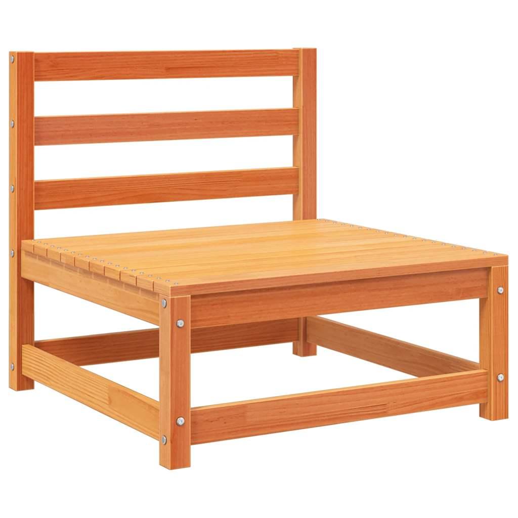 Juego de sofás de jardín 12 pzas madera maciza pino marrón cera