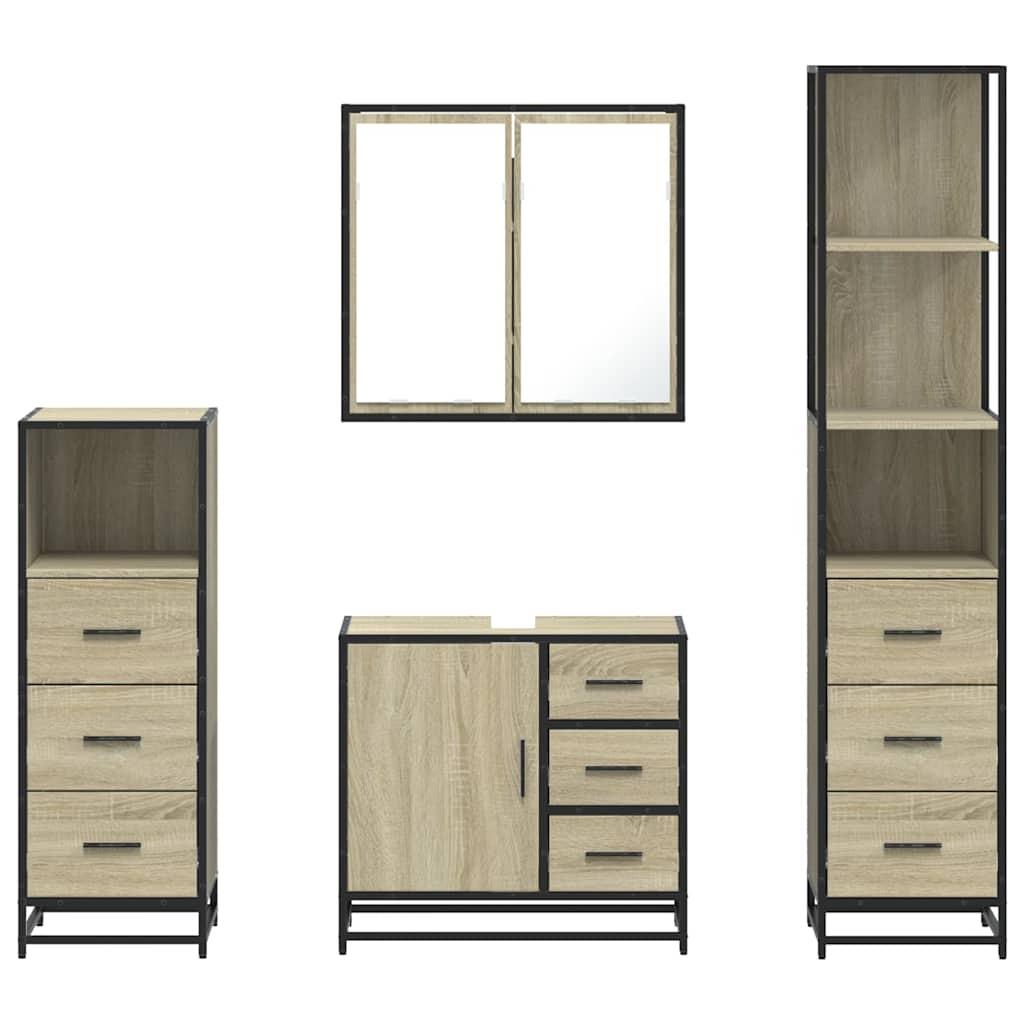 Juego de muebles de baño 4 pzas contrachapada roble sonoma