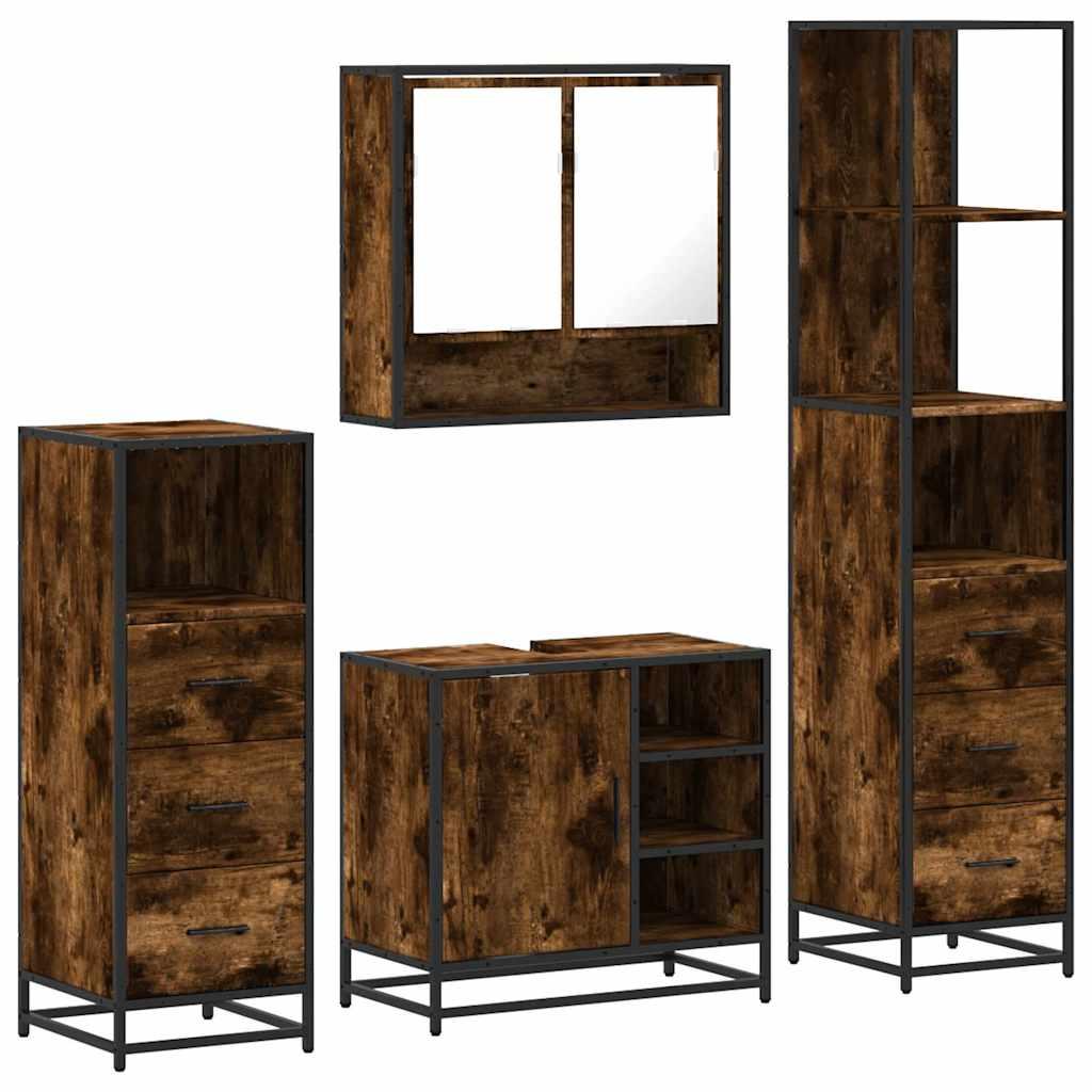 Set de muebles de baño 4 pzas madera contrachapada gris sonoma