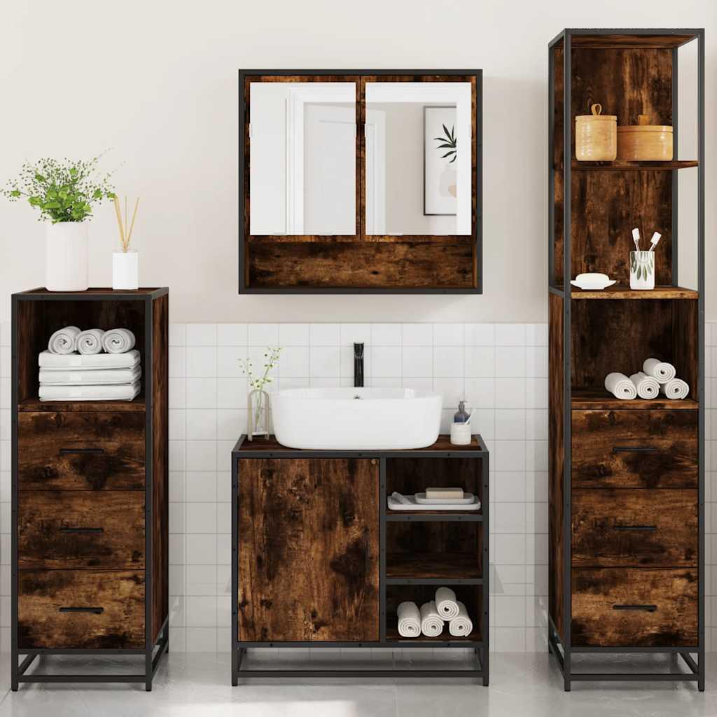 Set de muebles de baño 4 pzas madera contrachapada gris sonoma