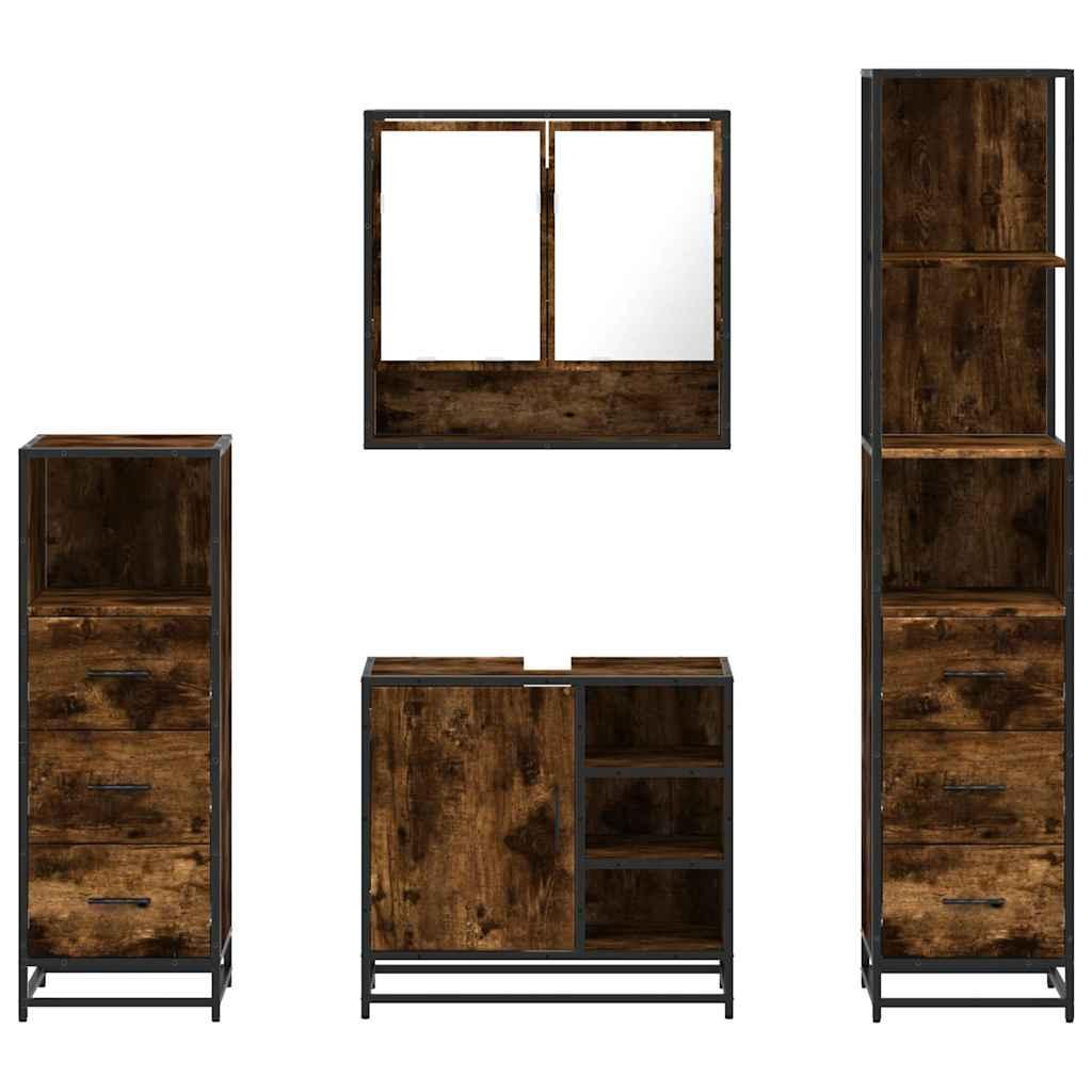 Set de muebles de baño 4 pzas madera contrachapada gris sonoma