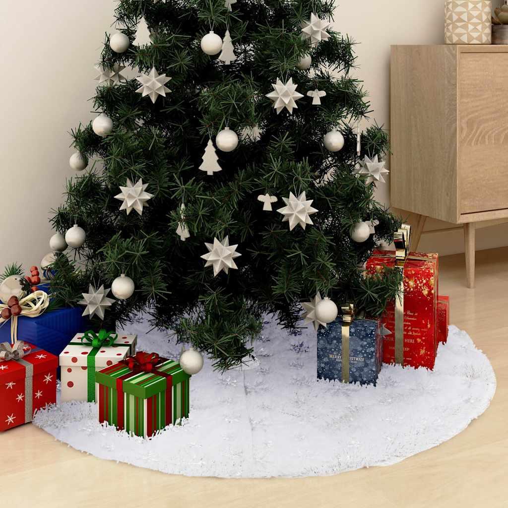Falda de árbol de Navidad de lujo blanca de piel sintética