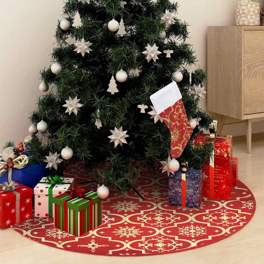 Falda de árbol de Navidad de lujo con calcetín roja
