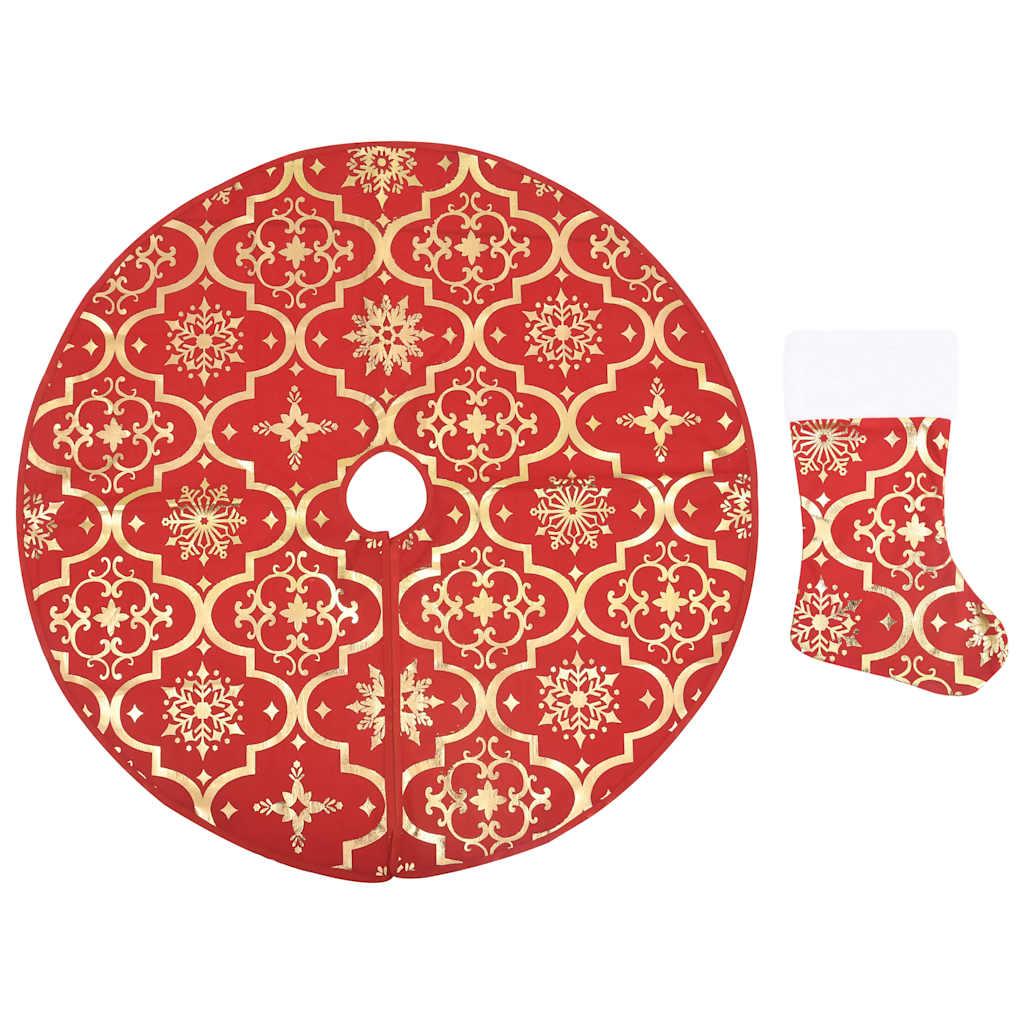 Falda de árbol de Navidad de lujo con calcetín roja