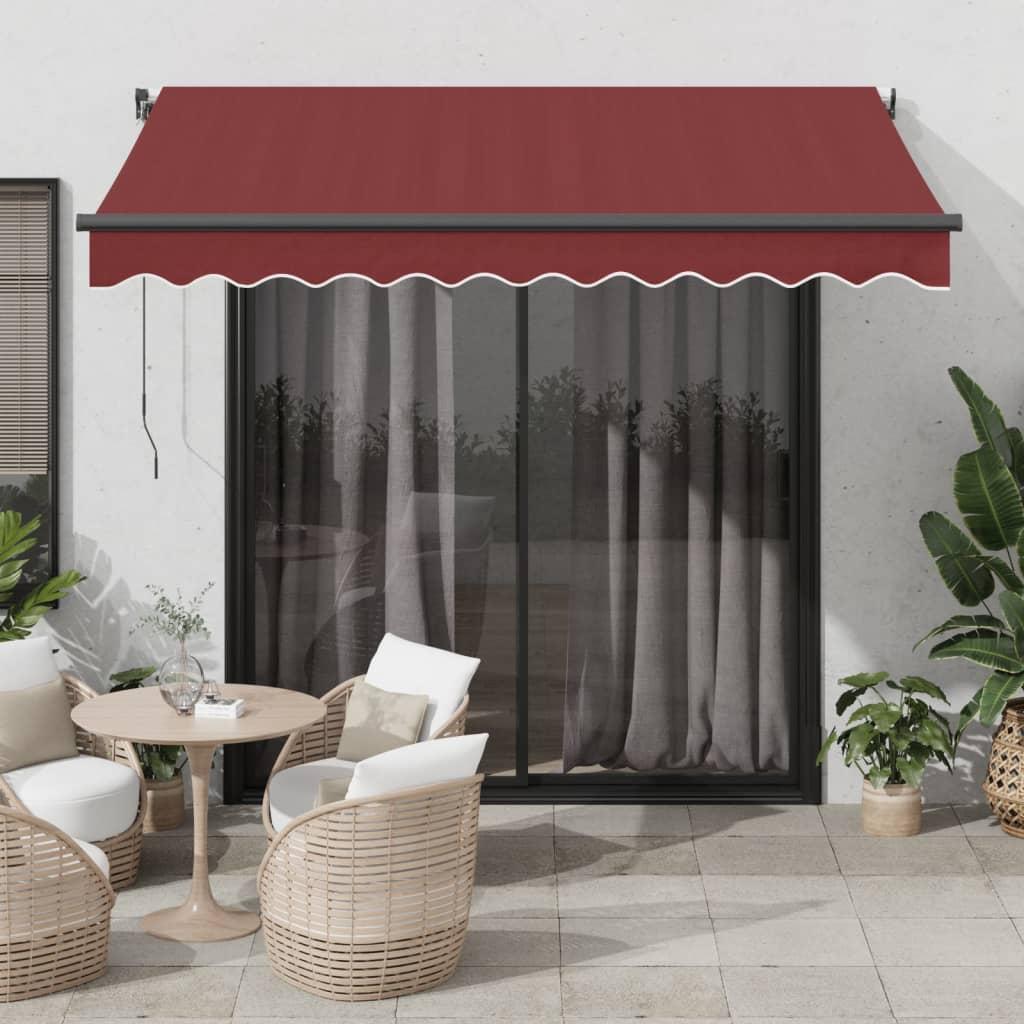 Toldo retráctil automático con LEDs color burdeos 400x350 cm