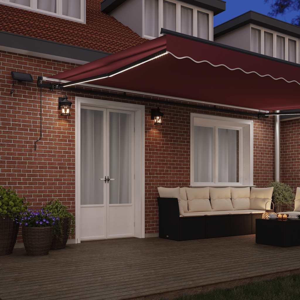 Toldo retráctil manual con luces LED