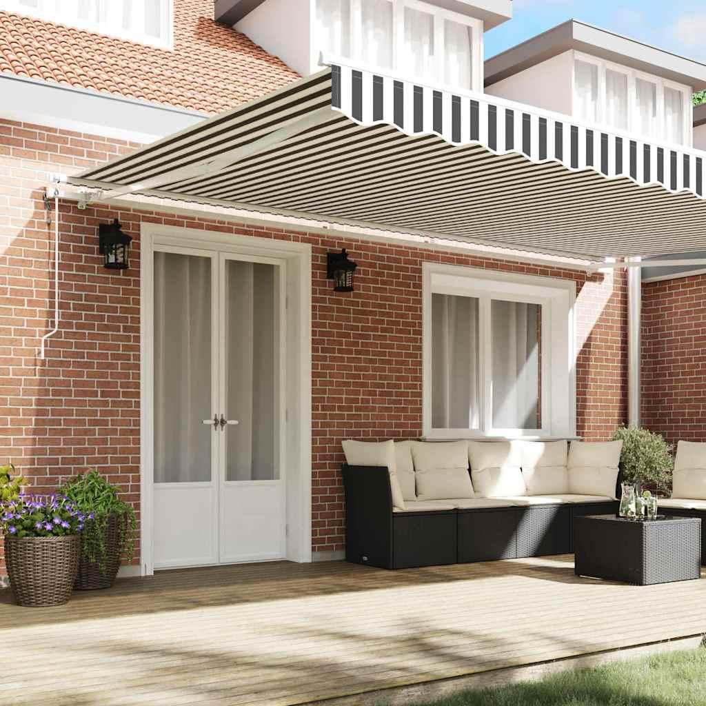 Toldo retráctil automático gris antracita y blanco 300x250 cm