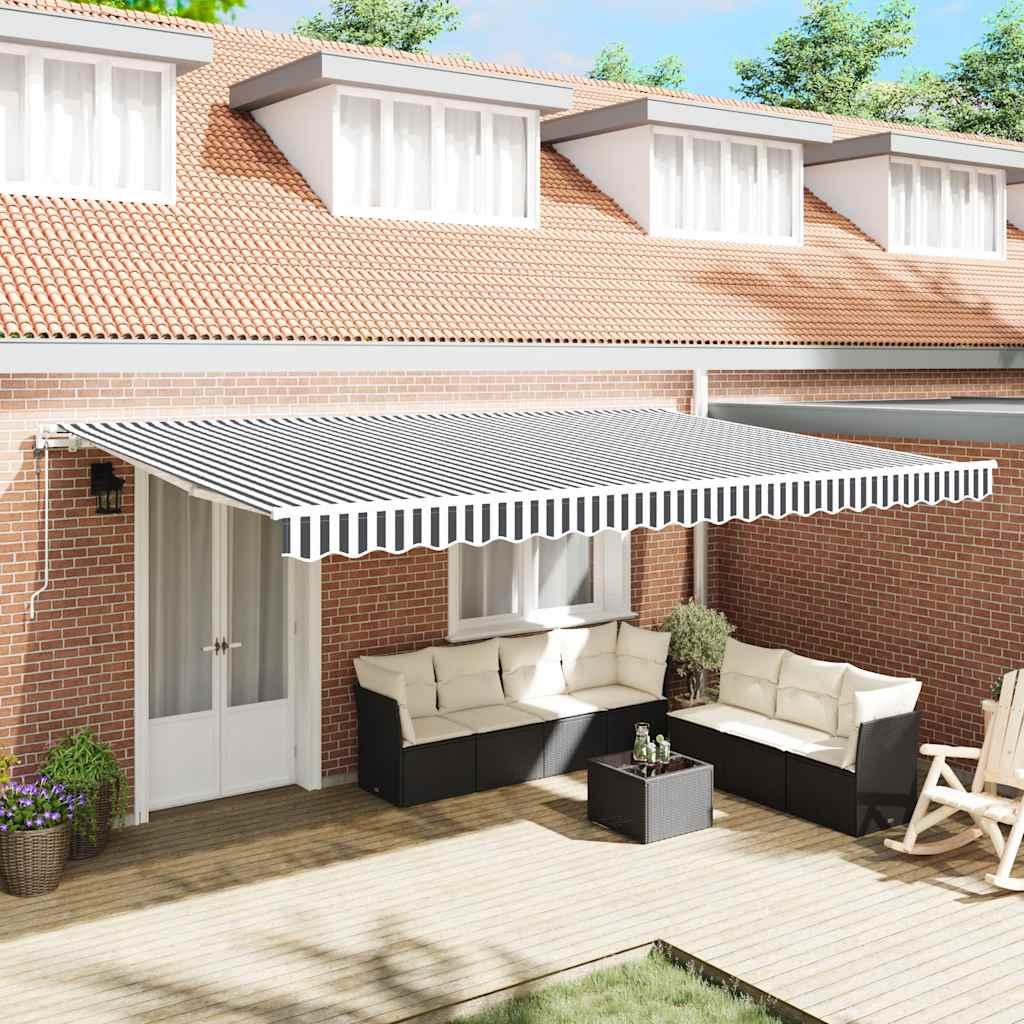 Toldo retráctil automático gris antracita y blanco 300x250 cm