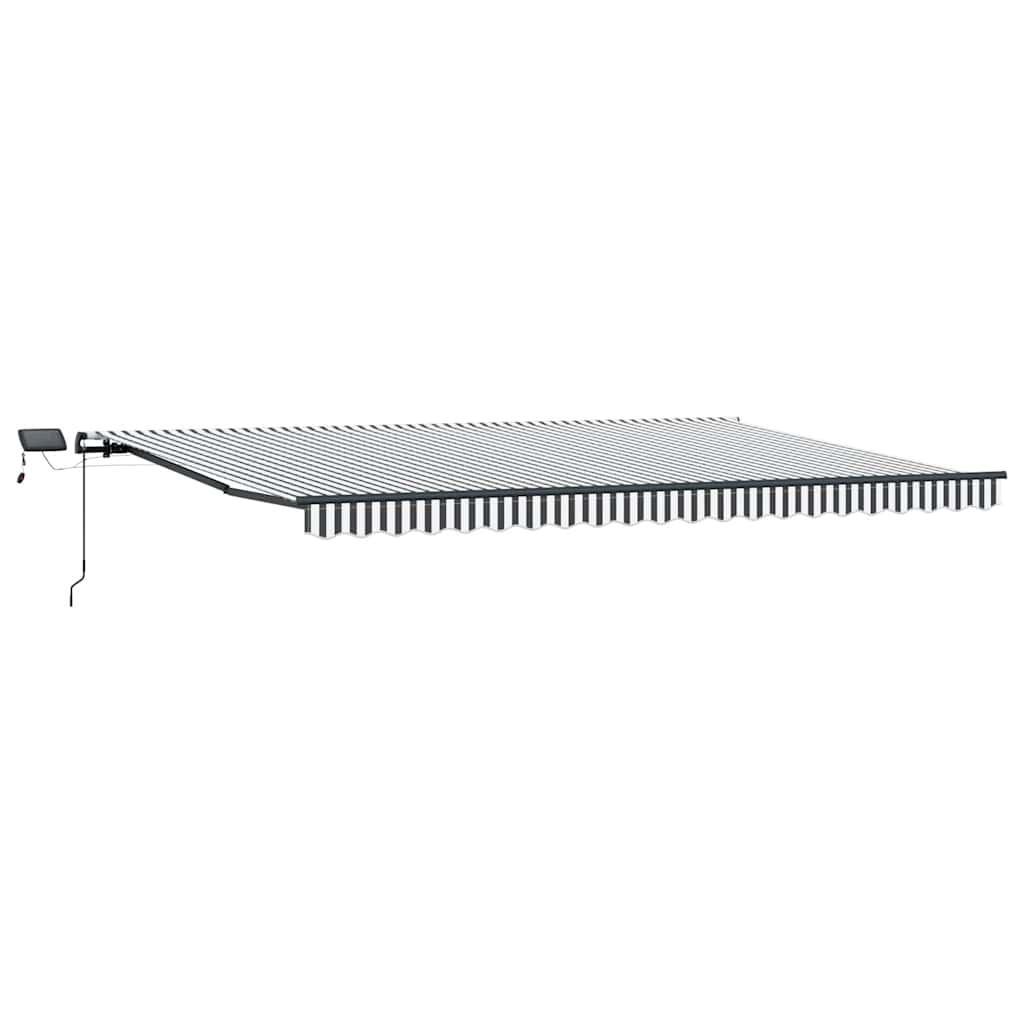 Toldo retráctil manual con luz LED amarillo y blanco 500x300 cm