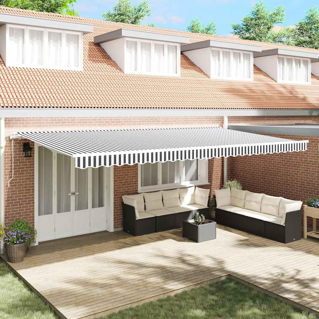 Toldo retráctil automático gris antracita y blanco 400x300 cm