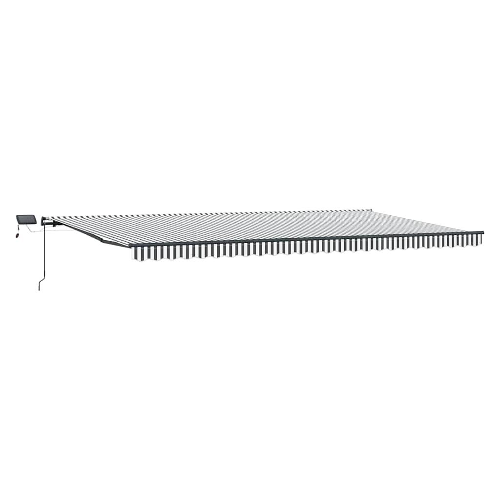 Toldo retráctil manual con luz LED amarillo y blanco 500x300 cm